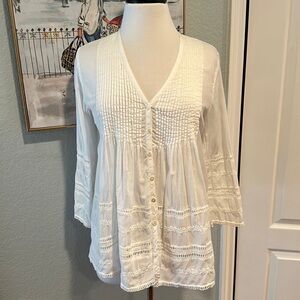 Roberta Roller Rabbit • White Boho Blouse • Sz XS